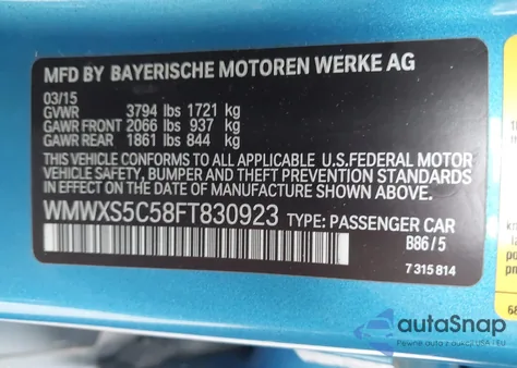 2015 Mini Hardtop Cooper from USA, damaged, VIN WMWXS5C58FT830923